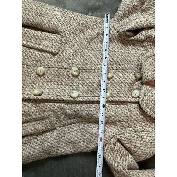 MARC JACOBS Circle Collar Checks Wool Light Pink Coat Half Belt Back Large - Picture 10 of 16